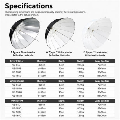 Godox Photography Studio Reflector Diffuser, UB-85S Black Silver Umbrella, UB-85S Black Silver Umbrella with Softbox, UB-105S Black Silver Umbrella, UB-105S Black Silver Umbrella with Softbox, UB-130S Black Silver Umbrella                              ...