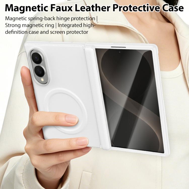 Integrated Vegan Leather Central Magnetic Phone Case, For Galaxy Z Fold8 5G, For Galaxy Z Flip8 5G