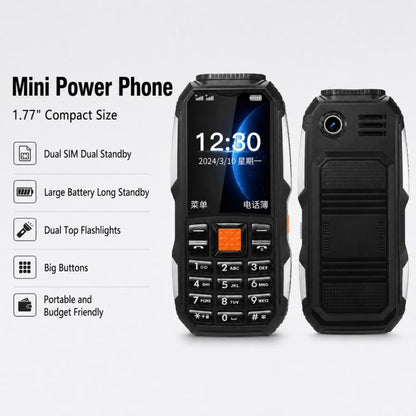 W2022 Rugged Phone, 1.77 inch, SC6531DA, Network: 2G, Dual SIM, BT, Torch