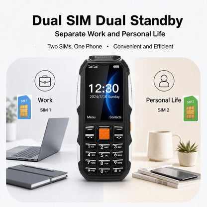 W2022 Rugged Phone, 1.77 inch, SC6531DA, Network: 2G, Dual SIM, BT, Torch