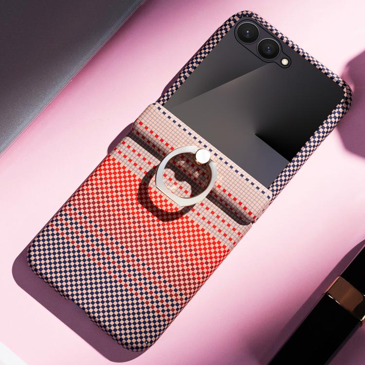Rainbow Plaid Shell-Film Integrated Shockproof Phone Case, For Galaxy Z Flip8 5G