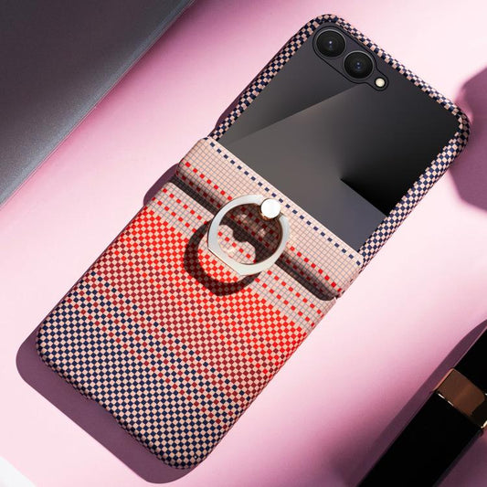 Rainbow Plaid Shell-Film Integrated Shockproof Phone Case, For Galaxy Z Flip8 5G