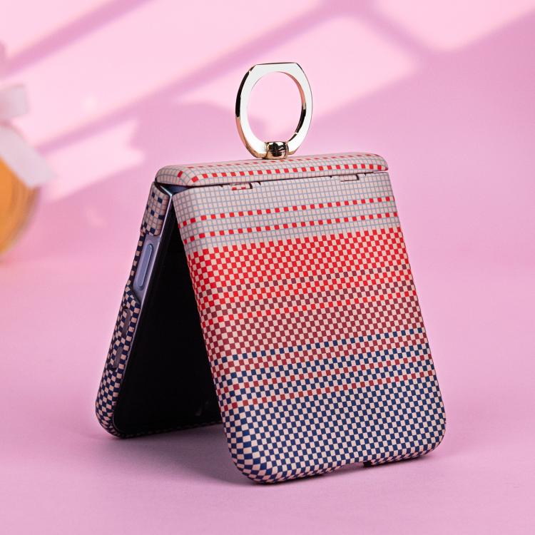 Rainbow Plaid Shell-Film Integrated Shockproof Phone Case, For Galaxy Z Flip8 5G