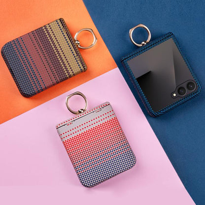 Rainbow Plaid Shell-Film Integrated Shockproof Phone Case, For Galaxy Z Flip8 5G