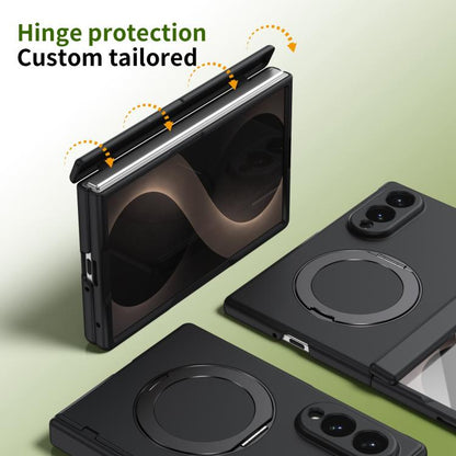 Rotation Magnetic Ring Holder Hinge Integrated Film Phone Case, For  Galaxy Z Fold8 5G, For Galaxy Z Fold8 Ultra 5G, For Galaxy Z Flip8 5G, For Galaxy Z Fold7 5G, For Galaxy Z Flip7 5G, For Galaxy Z Flip6 5G, For Galaxy Z Fold6 5G, For Galaxy Z Fold5 5...