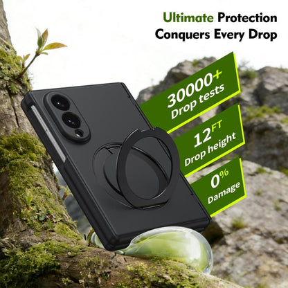 Rotation Magnetic Ring Holder Hinge Integrated Film Phone Case, For  Galaxy Z Fold8 5G, For Galaxy Z Fold8 Ultra 5G, For Galaxy Z Flip8 5G, For Galaxy Z Fold7 5G, For Galaxy Z Flip7 5G, For Galaxy Z Flip6 5G, For Galaxy Z Fold6 5G, For Galaxy Z Fold5 5...