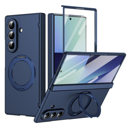 Rotation Magnetic Ring Holder Hinge Integrated Film Phone Case, For  Galaxy Z Fold8 5G, For Galaxy Z Fold8 Ultra 5G, For Galaxy Z Flip8 5G, For Galaxy Z Fold7 5G, For Galaxy Z Flip7 5G, For Galaxy Z Flip6 5G, For Galaxy Z Fold6 5G, For Galaxy Z Fold5 5...