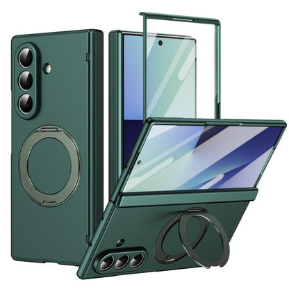 Rotation Magnetic Ring Holder Hinge Integrated Film Phone Case, For  Galaxy Z Fold8 5G, For Galaxy Z Fold8 Ultra 5G, For Galaxy Z Flip8 5G, For Galaxy Z Fold7 5G, For Galaxy Z Flip7 5G, For Galaxy Z Flip6 5G, For Galaxy Z Fold6 5G, For Galaxy Z Fold5 5...