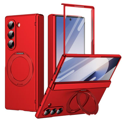 Rotation Magnetic Ring Holder Hinge Integrated Film Phone Case, For  Galaxy Z Fold8 5G, For Galaxy Z Fold8 Ultra 5G, For Galaxy Z Flip8 5G, For Galaxy Z Fold7 5G, For Galaxy Z Flip7 5G, For Galaxy Z Flip6 5G, For Galaxy Z Fold6 5G, For Galaxy Z Fold5 5...