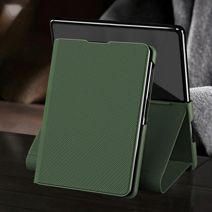 Kevlar-Texture Vegan Leather Phone Case with Holder, For  Galaxy Z Fold8 5G