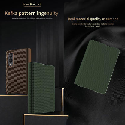 Kevlar-Texture Vegan Leather Phone Case with Holder, For  Galaxy Z Fold8 5G