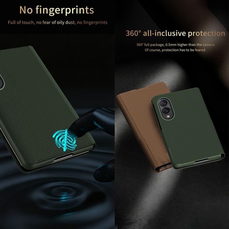 Kevlar-Texture Vegan Leather Phone Case with Holder, For  Galaxy Z Fold8 5G