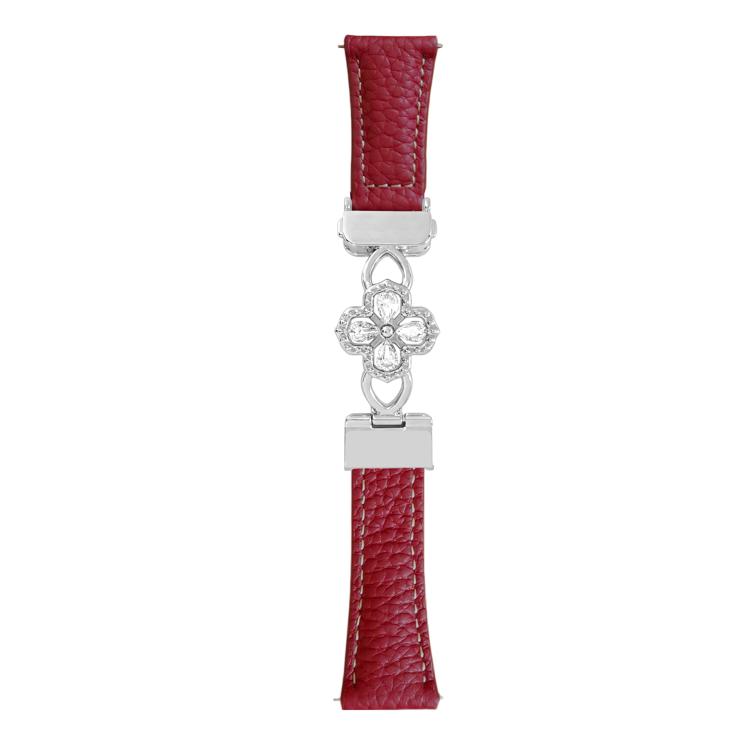 Hollow Zircon Magnetic Clasp Genuine Leather Watch Band, 18mm, 20mm, 22mm