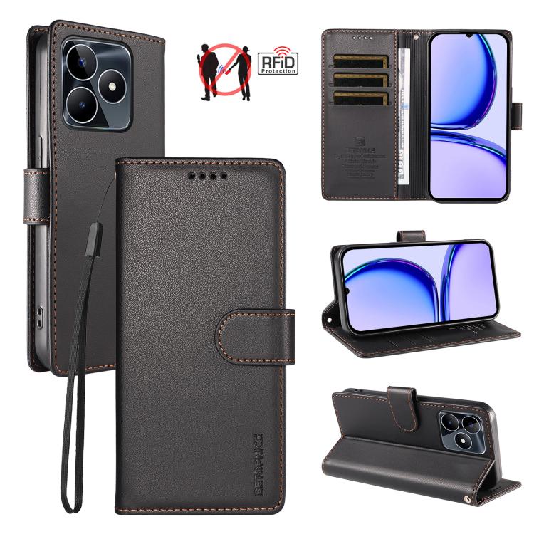 BETOPNICE Pearlescent RFID Vegan Leather Phone Case with Strap, For Realme Note 70 / 70T 4G / Note 80 4G, For Realme C83 5G / C85 5G / 15x 5G India, For Realme 16 5G, For Realme 16 Pro+ 5G, For Realme 16 Pro 5G, For Realme C85 Pro 4G                   ...