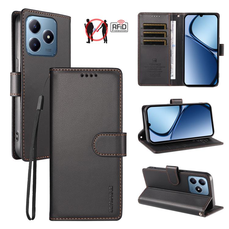 BETOPNICE Pearlescent RFID Vegan Leather Phone Case with Strap, For Realme Note 70 / 70T 4G / Note 80 4G, For Realme C83 5G / C85 5G / 15x 5G India, For Realme 16 5G, For Realme 16 Pro+ 5G, For Realme 16 Pro 5G, For Realme C85 Pro 4G                   ...