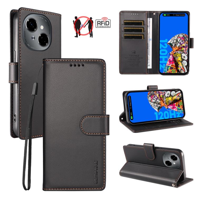 BETOPNICE Pearlescent RFID Vegan Leather Phone Case with Strap, For Tecno Spark 40 5G / Go 5G 2025, For Tecno Spark 40C, For Tecno Spark Go 1 / Pop 9, For Tecno Spark 30C 4G, For Tecno Spark Go 2024 / Spark 20