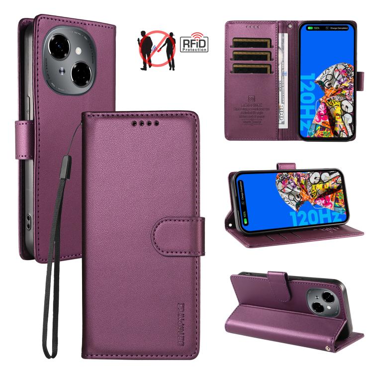 BETOPNICE Pearlescent RFID Vegan Leather Phone Case with Strap, For Tecno Spark 40 5G / Go 5G 2025, For Tecno Spark 40C, For Tecno Spark Go 1 / Pop 9, For Tecno Spark 30C 4G, For Tecno Spark Go 2024 / Spark 20