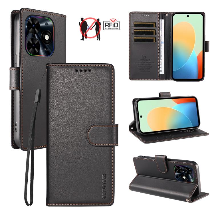 BETOPNICE Pearlescent RFID Vegan Leather Phone Case with Strap, For Tecno Spark 40 5G / Go 5G 2025, For Tecno Spark 40C, For Tecno Spark Go 1 / Pop 9, For Tecno Spark 30C 4G, For Tecno Spark Go 2024 / Spark 20