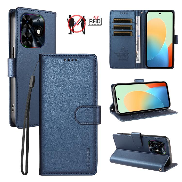 BETOPNICE Pearlescent RFID Vegan Leather Phone Case with Strap, For Tecno Spark 40 5G / Go 5G 2025, For Tecno Spark 40C, For Tecno Spark Go 1 / Pop 9, For Tecno Spark 30C 4G, For Tecno Spark Go 2024 / Spark 20