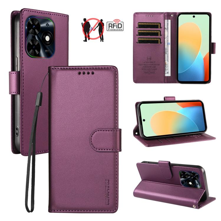 BETOPNICE Pearlescent RFID Vegan Leather Phone Case with Strap, For Tecno Spark 40 5G / Go 5G 2025, For Tecno Spark 40C, For Tecno Spark Go 1 / Pop 9, For Tecno Spark 30C 4G, For Tecno Spark Go 2024 / Spark 20