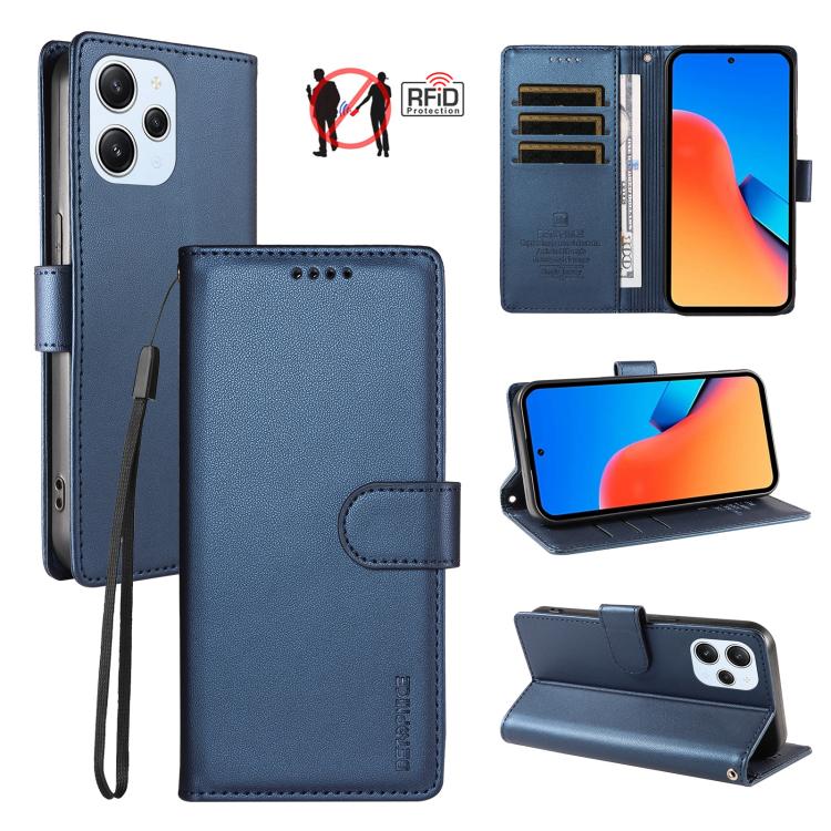 BETOPNICE Pearlescent RFID Vegan Leather Phone Case with Strap, For Redmi Note 13 Pro+ 5G, For Redmi 12 / Note 12R / Poco M6 Pro 5G, For Redmi Note 12 Turbo / Poco F5, For Redmi 11A 4G / Poco C55