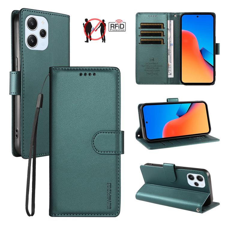 BETOPNICE Pearlescent RFID Vegan Leather Phone Case with Strap, For Redmi Note 13 Pro+ 5G, For Redmi 12 / Note 12R / Poco M6 Pro 5G, For Redmi Note 12 Turbo / Poco F5, For Redmi 11A 4G / Poco C55
