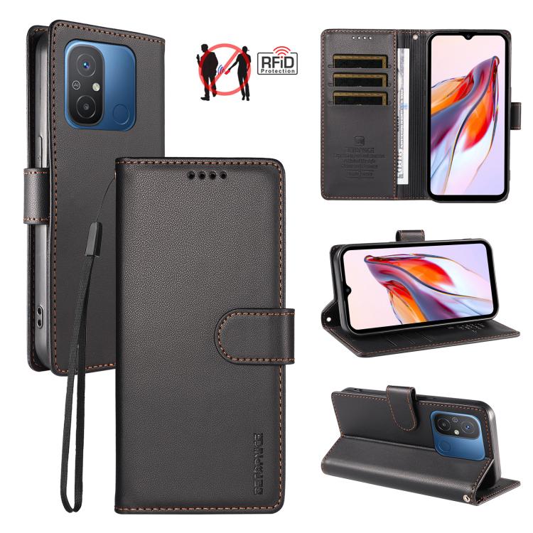 BETOPNICE Pearlescent RFID Vegan Leather Phone Case with Strap, For Redmi Note 13 Pro+ 5G, For Redmi 12 / Note 12R / Poco M6 Pro 5G, For Redmi Note 12 Turbo / Poco F5, For Redmi 11A 4G / Poco C55