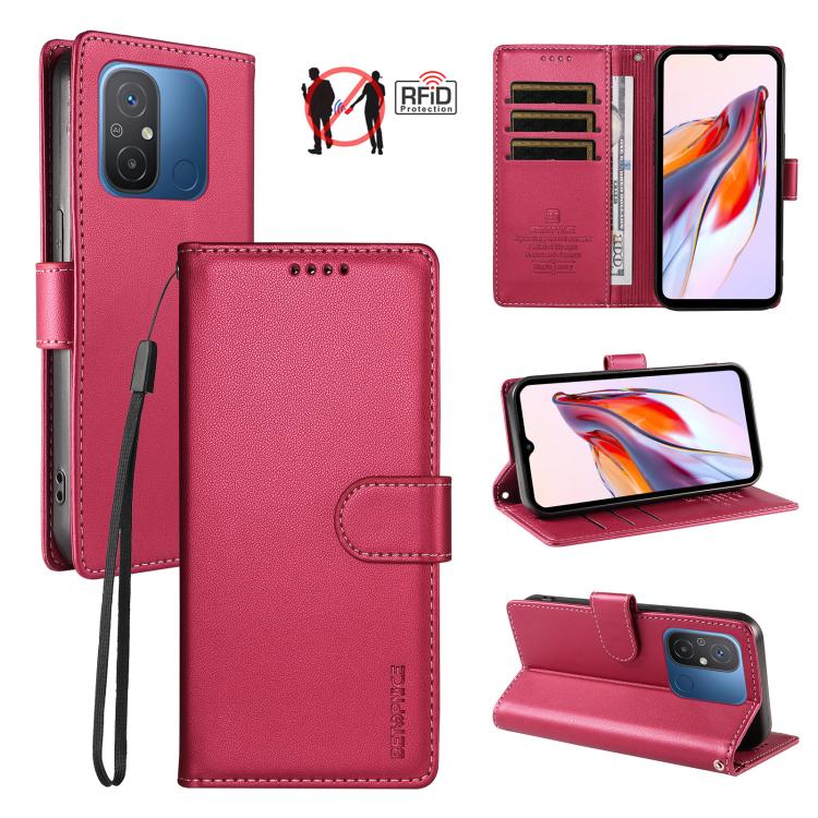 BETOPNICE Pearlescent RFID Vegan Leather Phone Case with Strap, For Redmi 11A 4G / Poco C55