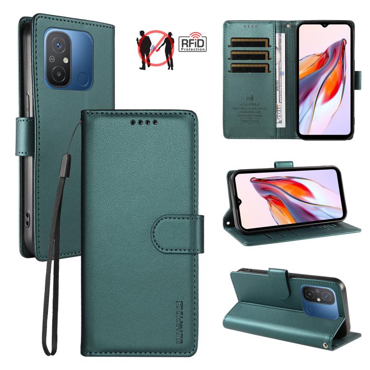 BETOPNICE Pearlescent RFID Vegan Leather Phone Case with Strap, For Redmi 11A 4G / Poco C55