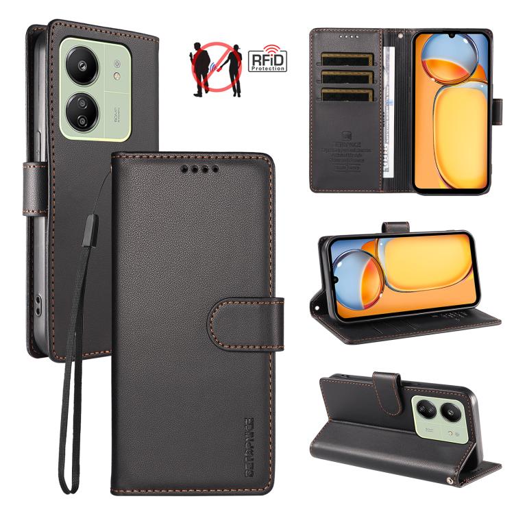 BETOPNICE Pearlescent RFID Vegan Leather Phone Case with Strap, For Redmi A5 4G 173.3mm, For Redmi Note 14S 4G / Note 13 Pro 4G, For Redmi K80 / K80 Pro / Poco F7 Pro 5G, For Redmi 14C / 14R / Poco M7 5G, For Redmi Note 14 4G 164.84mm                  ...