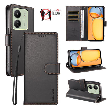 BETOPNICE Pearlescent RFID Vegan Leather Phone Case with Strap, For Redmi A5 4G 173.3mm, For Redmi Note 14S 4G / Note 13 Pro 4G, For Redmi K80 / K80 Pro / Poco F7 Pro 5G, For Redmi 14C / 14R / Poco M7 5G, For Redmi Note 14 4G 164.84mm                  ...