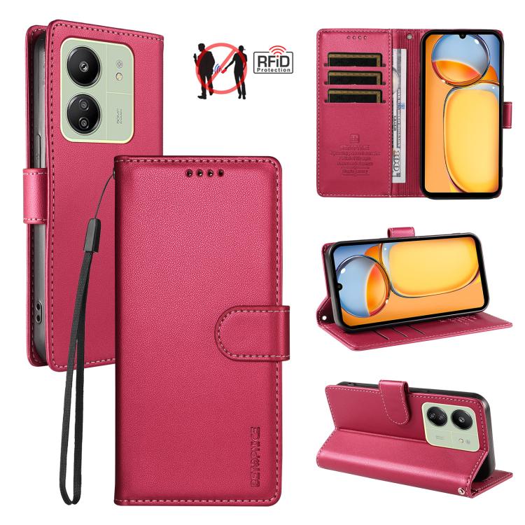BETOPNICE Pearlescent RFID Vegan Leather Phone Case with Strap, For Redmi A5 4G 173.3mm, For Redmi Note 14S 4G / Note 13 Pro 4G, For Redmi K80 / K80 Pro / Poco F7 Pro 5G, For Redmi 14C / 14R / Poco M7 5G, For Redmi Note 14 4G 164.84mm                  ...