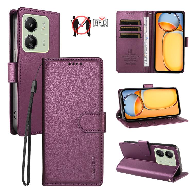BETOPNICE Pearlescent RFID Vegan Leather Phone Case with Strap, For Redmi A5 4G 173.3mm, For Redmi Note 14S 4G / Note 13 Pro 4G, For Redmi K80 / K80 Pro / Poco F7 Pro 5G, For Redmi 14C / 14R / Poco M7 5G, For Redmi Note 14 4G 164.84mm                  ...