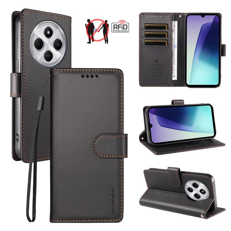 BETOPNICE Pearlescent RFID Vegan Leather Phone Case with Strap, For Redmi A5 4G 173.3mm, For Redmi Note 14S 4G / Note 13 Pro 4G, For Redmi K80 / K80 Pro / Poco F7 Pro 5G, For Redmi 14C / 14R / Poco M7 5G, For Redmi Note 14 4G 164.84mm                  ...