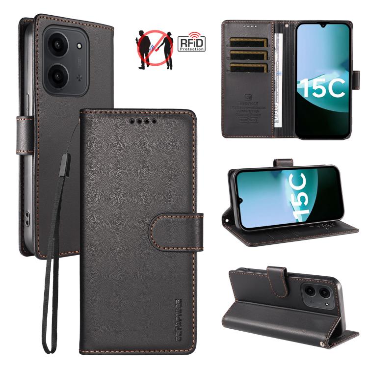 BETOPNICE Pearlescent RFID Vegan Leather Phone Case with Strap, For Redmi A7 4G / A5 4G 171.7mm / Poco C71, For Redmi A7 Pro 4G / 5G 171mm / Poco C85x 5G, For Redmi 15a 5G, For Redmi Turbo 5 Max 5G / Poco X8 Pro Max 5G                                  ...
