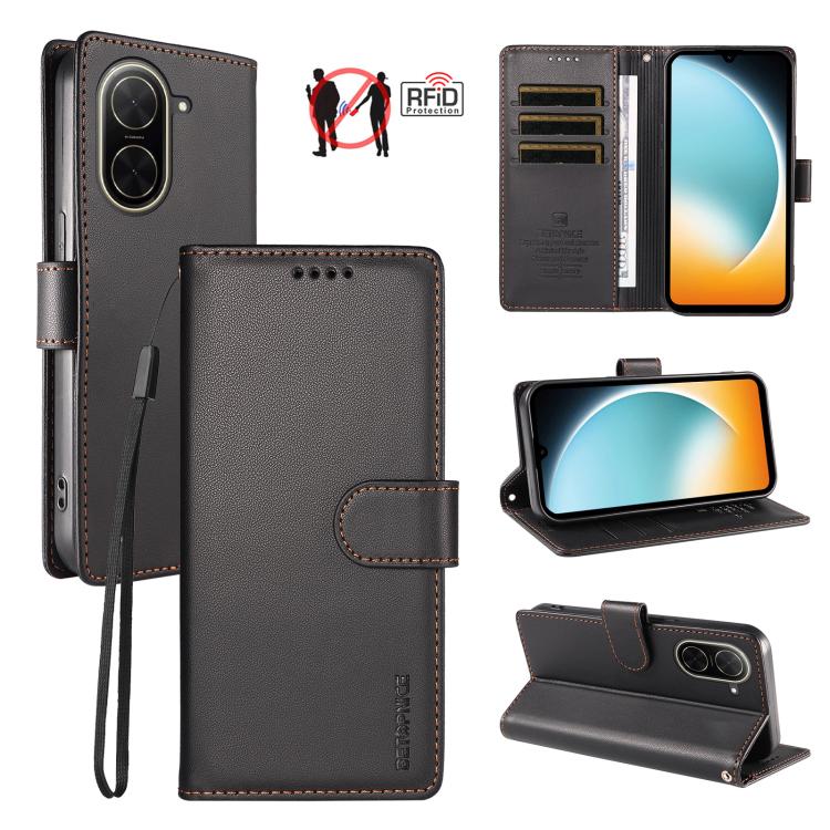 BETOPNICE Pearlescent RFID Vegan Leather Phone Case with Strap, For Redmi Note 17 5G / 4G Global 171mm, For Redmi Note 17 Pro+ 5G Global 163mm, For Redmi 17 5G / 4G Global 170mm, For Redmi A7 4G / A5 4G 171.7mm / Poco C71                               ...