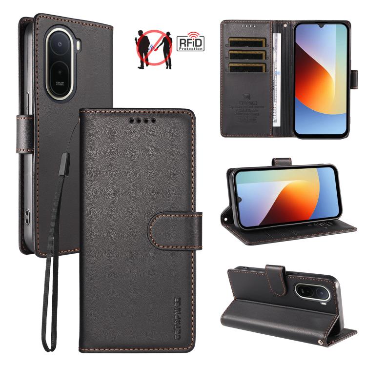 BETOPNICE Pearlescent RFID Vegan Leather Phone Case with Strap, For Redmi A7 4G / A5 4G 171.7mm / Poco C71, For Redmi A7 Pro 4G / 5G 171mm / Poco C85x 5G, For Redmi 15a 5G, For Redmi Turbo 5 Max 5G / Poco X8 Pro Max 5G                                  ...