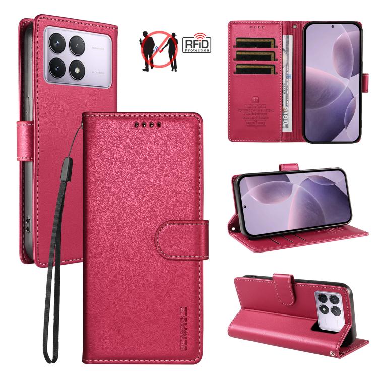 BETOPNICE Pearlescent RFID Vegan Leather Phone Case with Strap, For Redmi A5 4G 173.3mm, For Redmi Note 14S 4G / Note 13 Pro 4G, For Redmi K80 / K80 Pro / Poco F7 Pro 5G, For Redmi 14C / 14R / Poco M7 5G, For Redmi Note 14 4G 164.84mm                  ...