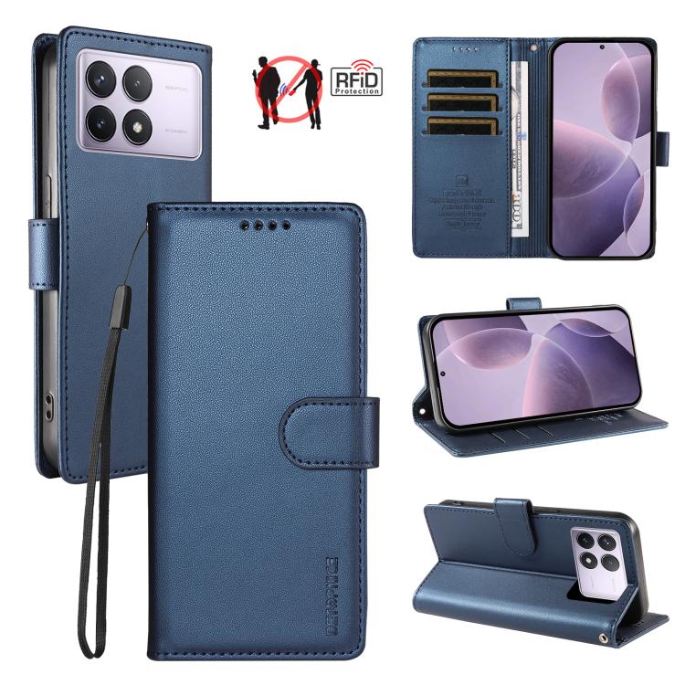 BETOPNICE Pearlescent RFID Vegan Leather Phone Case with Strap, For Redmi A5 4G 173.3mm, For Redmi Note 14S 4G / Note 13 Pro 4G, For Redmi K80 / K80 Pro / Poco F7 Pro 5G, For Redmi 14C / 14R / Poco M7 5G, For Redmi Note 14 4G 164.84mm                  ...
