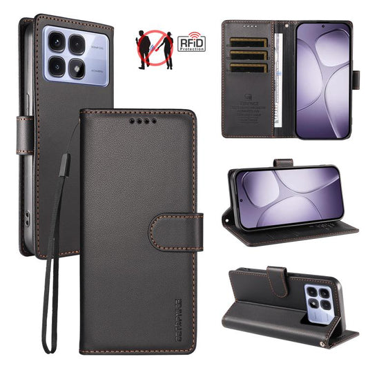 BETOPNICE Pearlescent RFID Vegan Leather Phone Case with Strap, For Redmi K70 Ultra, For Redmi K80 Ultra, For Redmi Turbo 4 Pro / Poco F7, For Redmi 13 4G / Note 13R 5G / Poco M6 4G, For Redmi A5 4G 173.3mm, For Redmi Note 14S 4G / Note 13 Pro 4G      ...