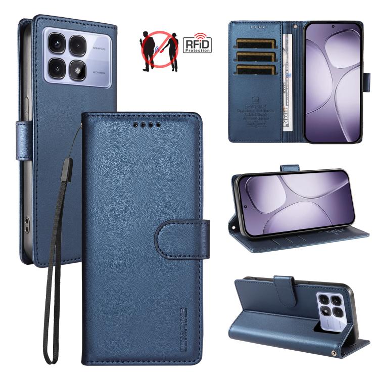 BETOPNICE Pearlescent RFID Vegan Leather Phone Case with Strap, For Redmi A7 4G / A5 4G 171.7mm / Poco C71, For Redmi A7 Pro 4G / 5G 171mm / Poco C85x 5G, For Redmi 15a 5G, For Redmi Turbo 5 Max 5G / Poco X8 Pro Max 5G                                  ...