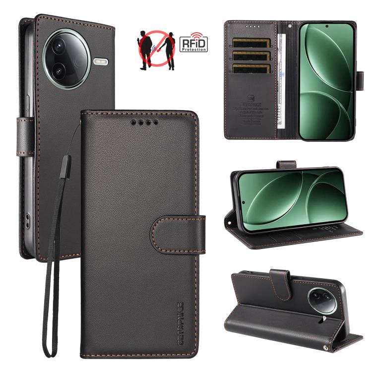 BETOPNICE Pearlescent RFID Vegan Leather Phone Case with Strap, For Redmi A5 4G 173.3mm, For Redmi Note 14S 4G / Note 13 Pro 4G, For Redmi K80 / K80 Pro / Poco F7 Pro 5G, For Redmi 14C / 14R / Poco M7 5G, For Redmi Note 14 4G 164.84mm                  ...