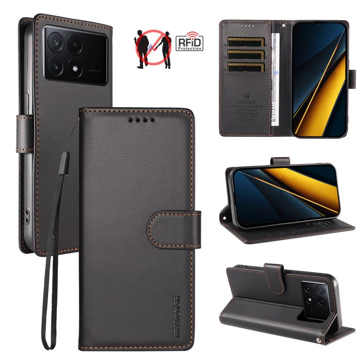 BETOPNICE Pearlescent RFID Vegan Leather Phone Case with Strap, For Redmi A5 4G 173.3mm, For Redmi Note 14S 4G / Note 13 Pro 4G, For Redmi K80 / K80 Pro / Poco F7 Pro 5G, For Redmi 14C / 14R / Poco M7 5G, For Redmi Note 14 4G 164.84mm                  ...