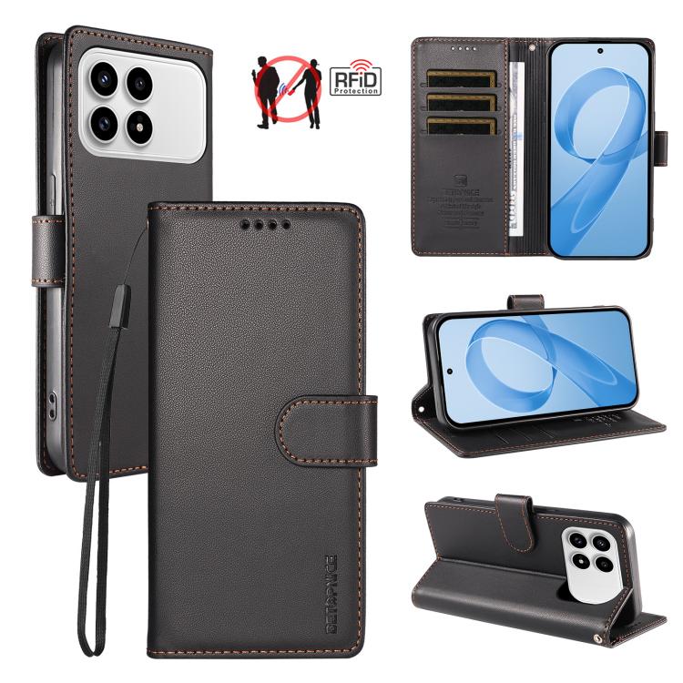BETOPNICE Pearlescent RFID Vegan Leather Phone Case with Strap, For Redmi A7 4G / A5 4G 171.7mm / Poco C71, For Redmi A7 Pro 4G / 5G 171mm / Poco C85x 5G, For Redmi 15a 5G, For Redmi Turbo 5 Max 5G / Poco X8 Pro Max 5G                                  ...