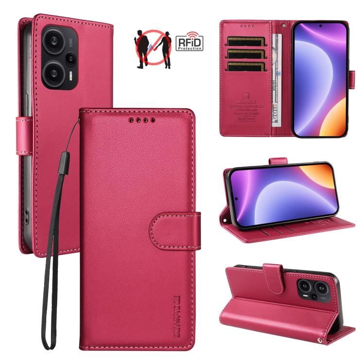 BETOPNICE Pearlescent RFID Vegan Leather Phone Case with Strap, For Redmi Note 13 Pro+ 5G, For Redmi 12 / Note 12R / Poco M6 Pro 5G, For Redmi Note 12 Turbo / Poco F5, For Redmi 11A 4G / Poco C55