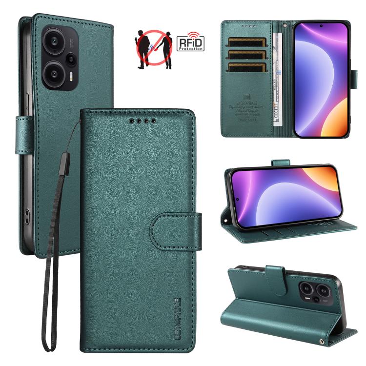 BETOPNICE Pearlescent RFID Vegan Leather Phone Case with Strap, For Redmi Note 13 Pro+ 5G, For Redmi 12 / Note 12R / Poco M6 Pro 5G, For Redmi Note 12 Turbo / Poco F5, For Redmi 11A 4G / Poco C55