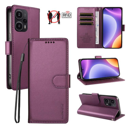 BETOPNICE Pearlescent RFID Vegan Leather Phone Case with Strap, For Redmi Note 13 Pro+ 5G, For Redmi 12 / Note 12R / Poco M6 Pro 5G, For Redmi Note 12 Turbo / Poco F5, For Redmi 11A 4G / Poco C55