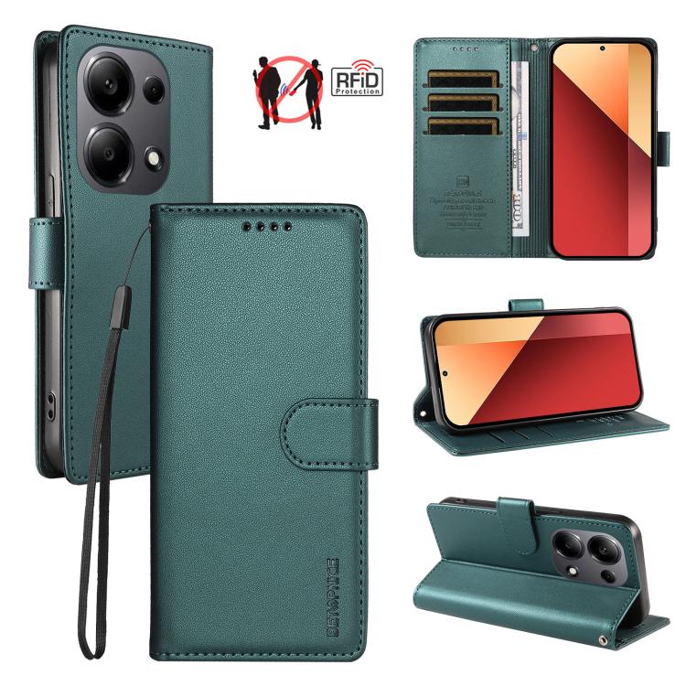 BETOPNICE Pearlescent RFID Vegan Leather Phone Case with Strap, For Redmi A5 4G 173.3mm, For Redmi Note 14S 4G / Note 13 Pro 4G, For Redmi K80 / K80 Pro / Poco F7 Pro 5G, For Redmi 14C / 14R / Poco M7 5G, For Redmi Note 14 4G 164.84mm                  ...