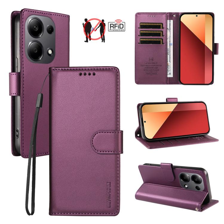 BETOPNICE Pearlescent RFID Vegan Leather Phone Case with Strap, For Redmi A5 4G 173.3mm, For Redmi Note 14S 4G / Note 13 Pro 4G, For Redmi K80 / K80 Pro / Poco F7 Pro 5G, For Redmi 14C / 14R / Poco M7 5G, For Redmi Note 14 4G 164.84mm                  ...