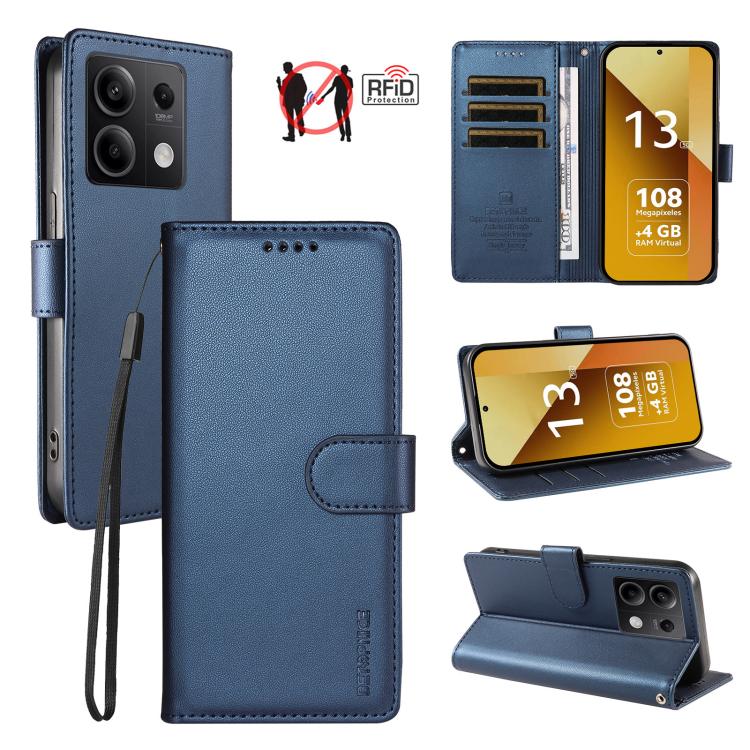 BETOPNICE Pearlescent RFID Vegan Leather Phone Case with Strap, For Redmi A5 4G 173.3mm, For Redmi Note 14S 4G / Note 13 Pro 4G, For Redmi K80 / K80 Pro / Poco F7 Pro 5G, For Redmi 14C / 14R / Poco M7 5G, For Redmi Note 14 4G 164.84mm                  ...